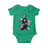 Abraham Lincoln Playing Guitar Vintage American Flag Baby Onesie
