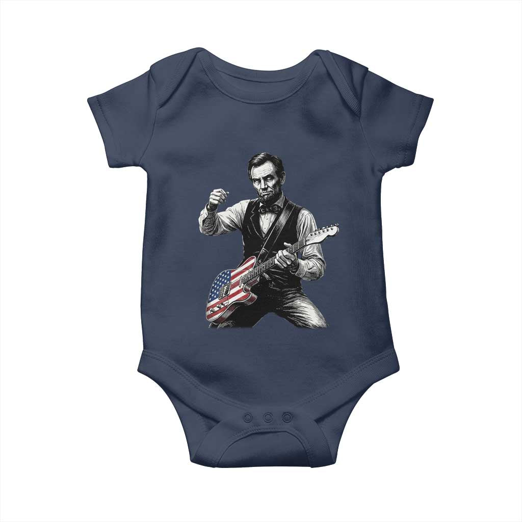 Abraham Lincoln Playing Guitar Vintage American Flag Baby Onesie