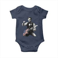 Abraham Lincoln Playing Guitar Vintage American Flag Baby Onesie
