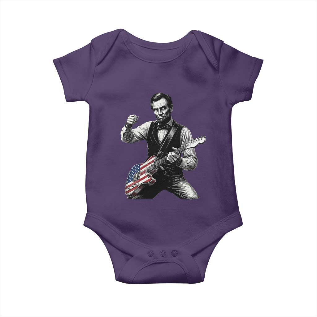Abraham Lincoln Playing Guitar Vintage American Flag Baby Onesie