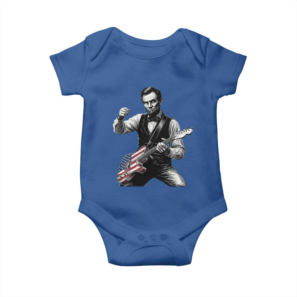 Abraham Lincoln Playing Guitar Vintage American Flag Baby Onesie