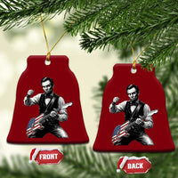 Abraham Lincoln Playing Guitar Vintage American Flag Ceramic Ornament