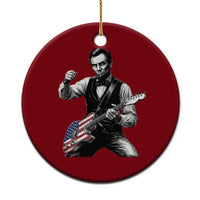 Abraham Lincoln Playing Guitar Vintage American Flag Ceramic Ornament