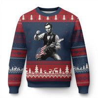 Abraham Lincoln Playing Guitar Vintage American Flag Ugly Christmas Sweater