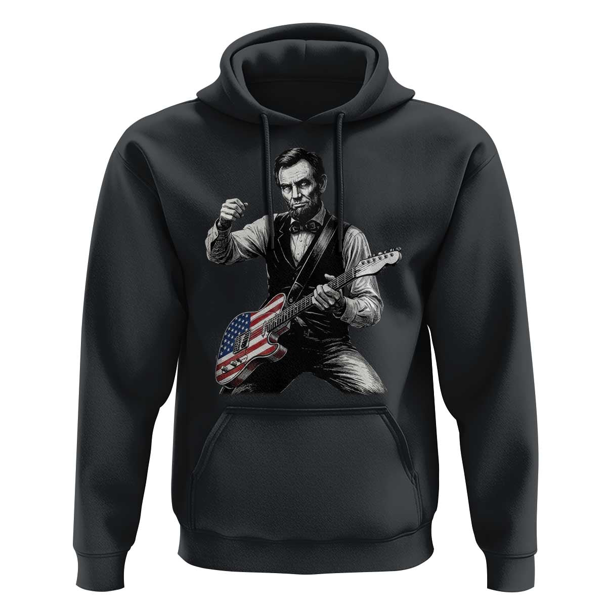 Abraham Lincoln Playing Guitar Vintage American Flag Hoodie