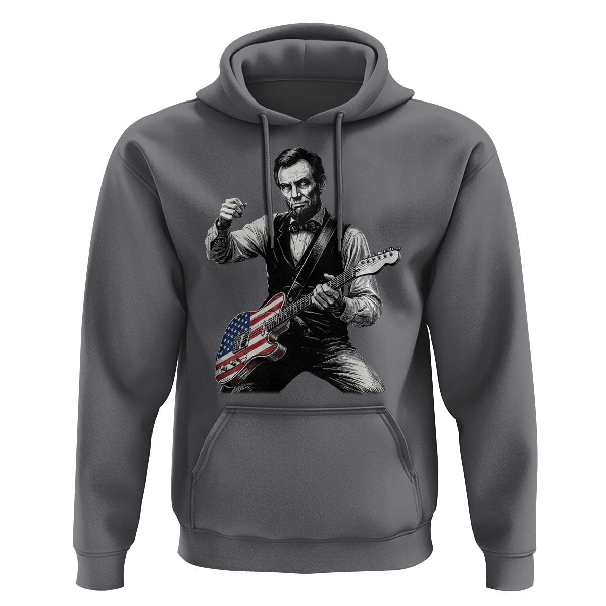Abraham Lincoln Playing Guitar Vintage American Flag Hoodie