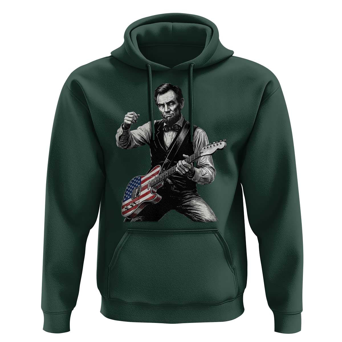 Abraham Lincoln Playing Guitar Vintage American Flag Hoodie