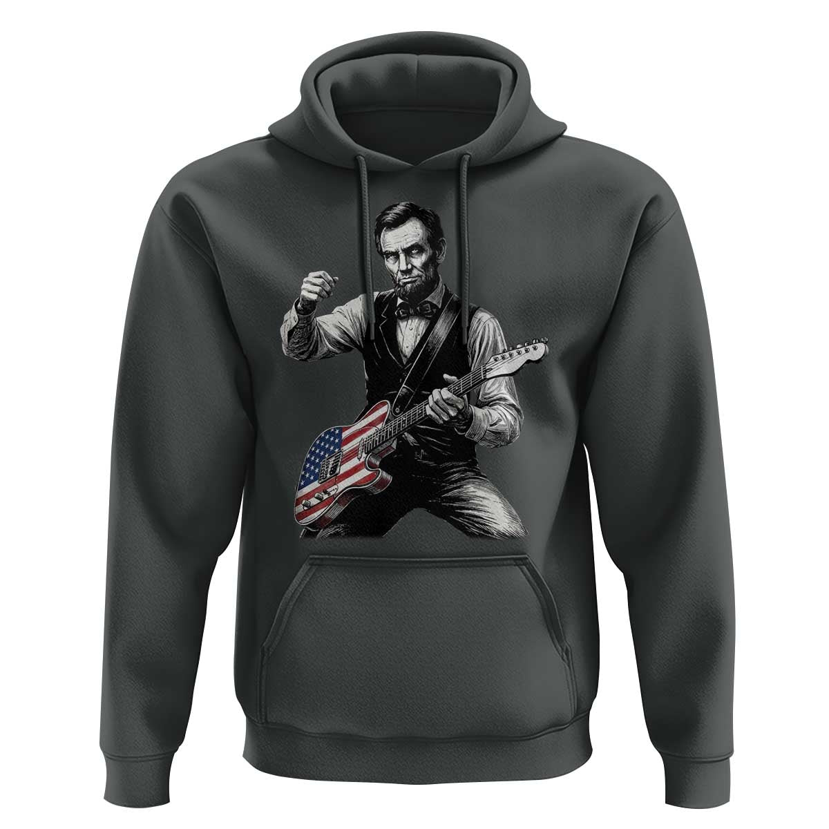 Abraham Lincoln Playing Guitar Vintage American Flag Hoodie