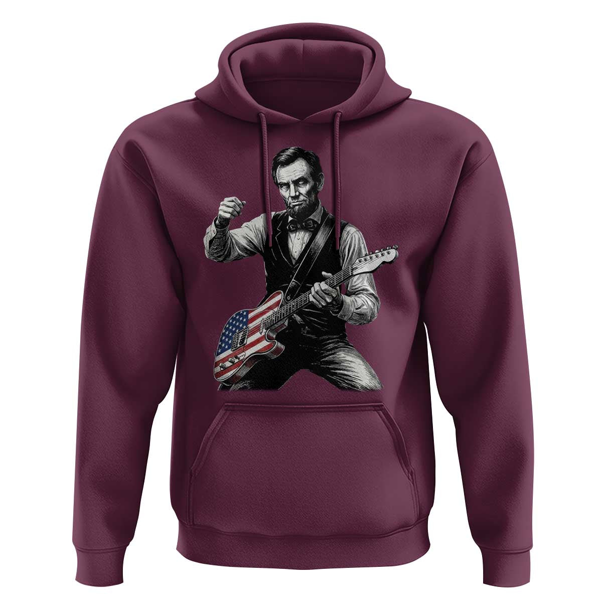 Abraham Lincoln Playing Guitar Vintage American Flag Hoodie