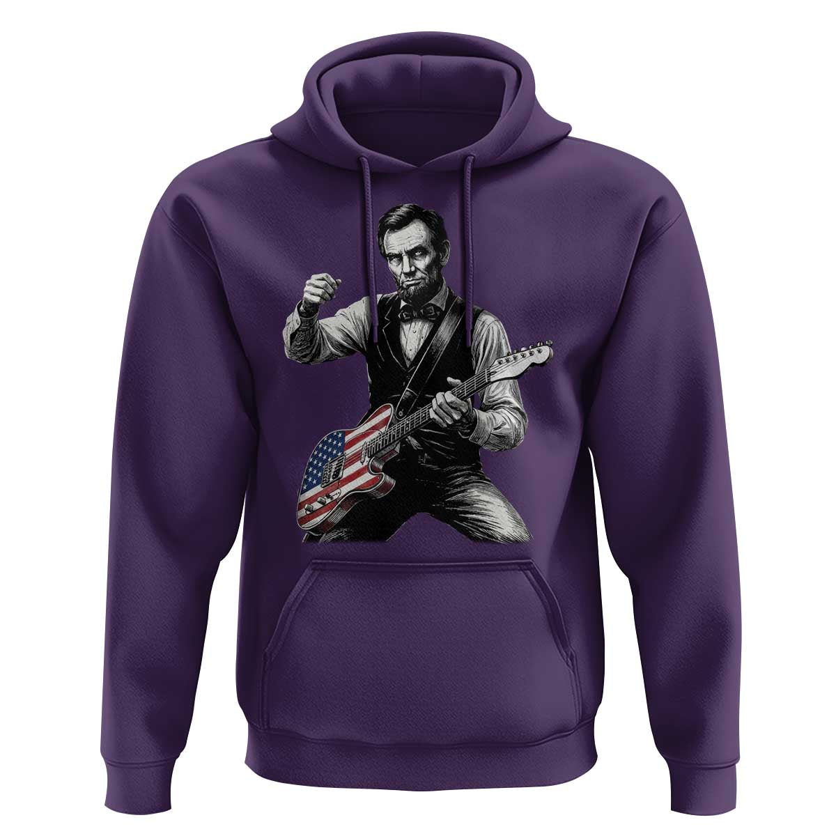 Abraham Lincoln Playing Guitar Vintage American Flag Hoodie