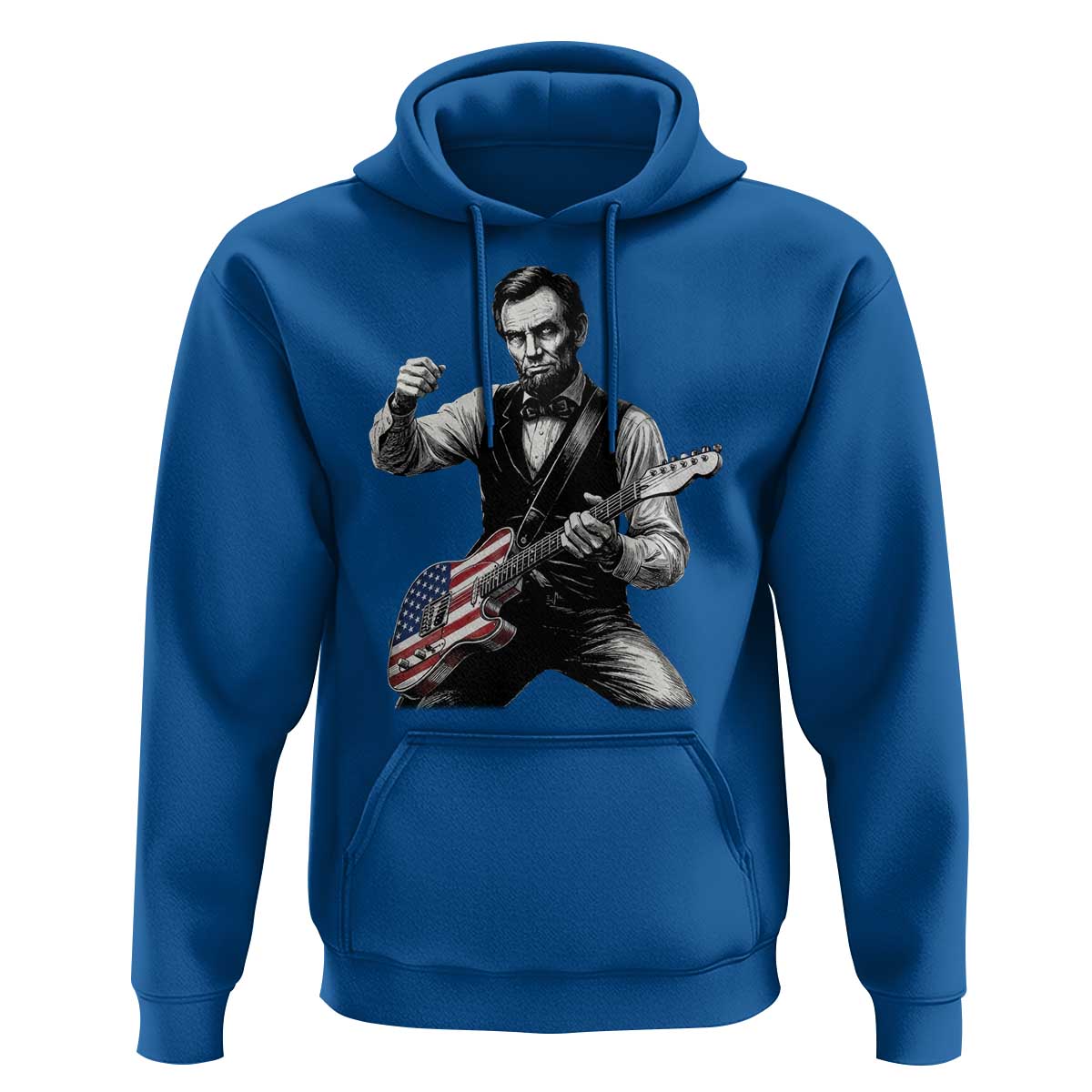 Abraham Lincoln Playing Guitar Vintage American Flag Hoodie