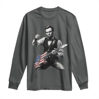 Abraham Lincoln Playing Guitar Vintage American Flag Long Sleeve Shirt