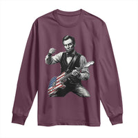 Abraham Lincoln Playing Guitar Vintage American Flag Long Sleeve Shirt