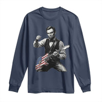 Abraham Lincoln Playing Guitar Vintage American Flag Long Sleeve Shirt