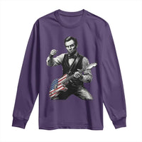 Abraham Lincoln Playing Guitar Vintage American Flag Long Sleeve Shirt