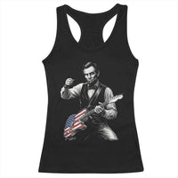 Abraham Lincoln Playing Guitar Vintage American Flag Racerback Tank Top