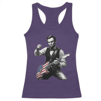 Abraham Lincoln Playing Guitar Vintage American Flag Racerback Tank Top