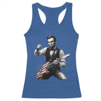 Abraham Lincoln Playing Guitar Vintage American Flag Racerback Tank Top