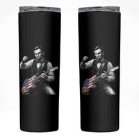 Abraham Lincoln Playing Guitar Vintage American Flag Skinny Tumbler