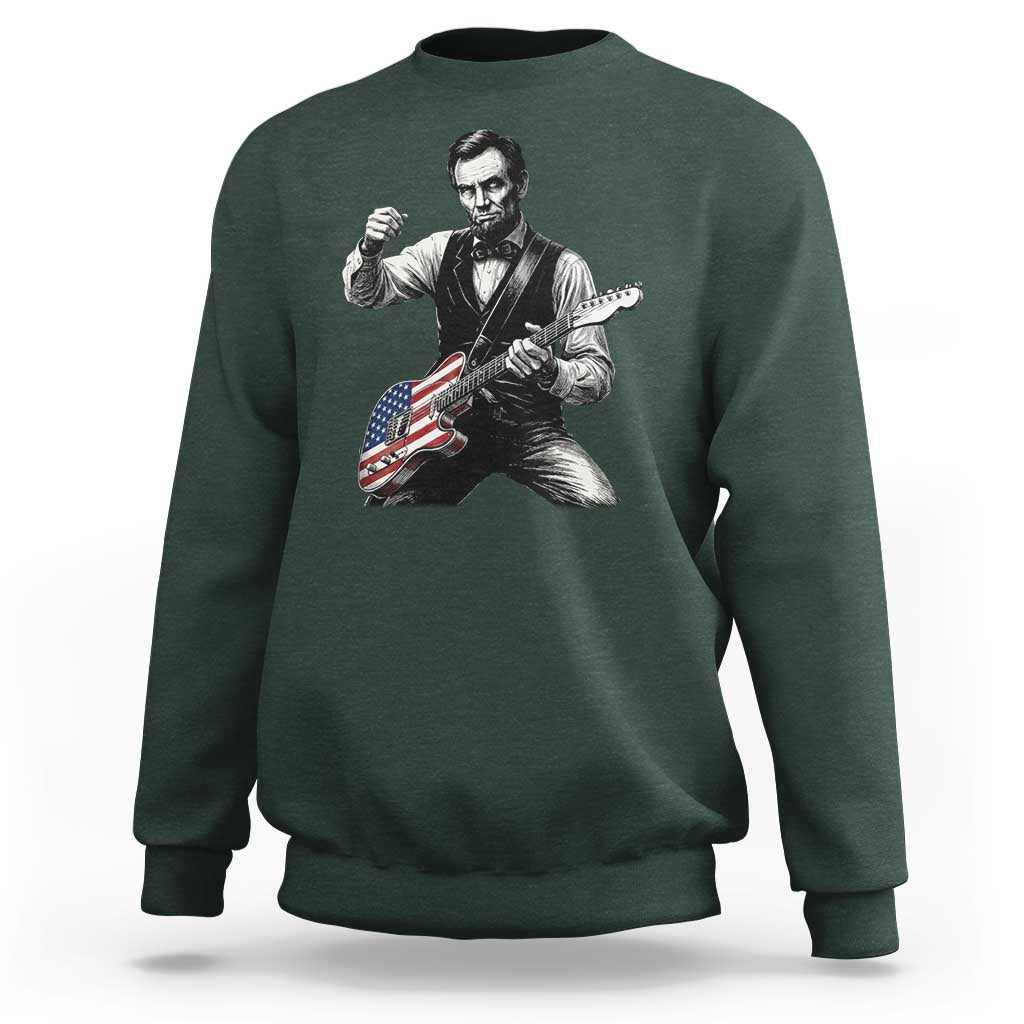 Abraham Lincoln Playing Guitar Vintage American Flag Sweatshirt