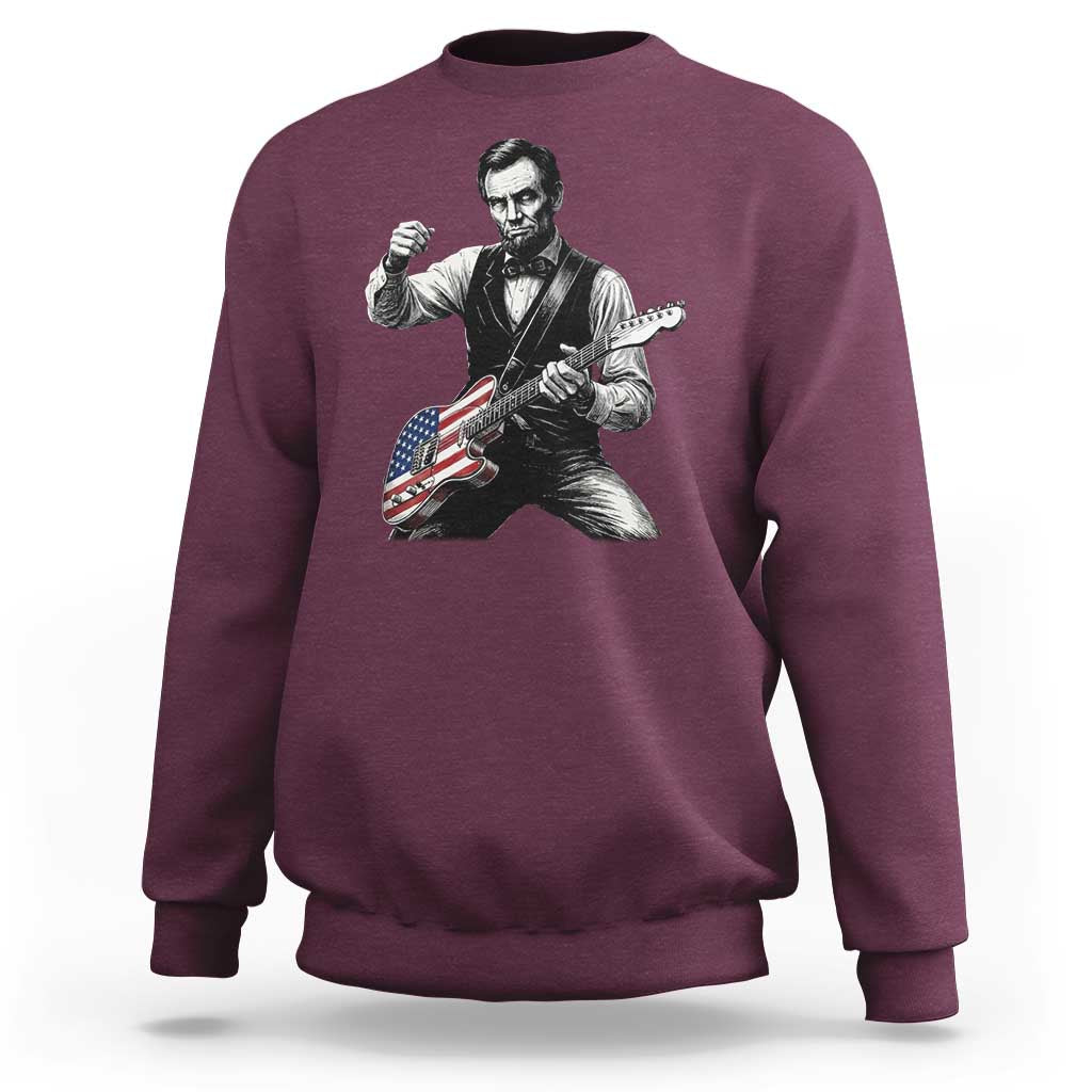 Abraham Lincoln Playing Guitar Vintage American Flag Sweatshirt