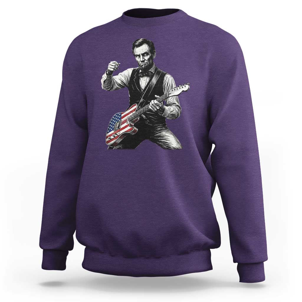 Abraham Lincoln Playing Guitar Vintage American Flag Sweatshirt