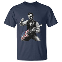 Abraham Lincoln Playing Guitar Vintage American Flag T Shirt