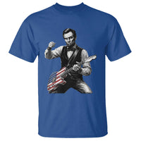Abraham Lincoln Playing Guitar Vintage American Flag T Shirt