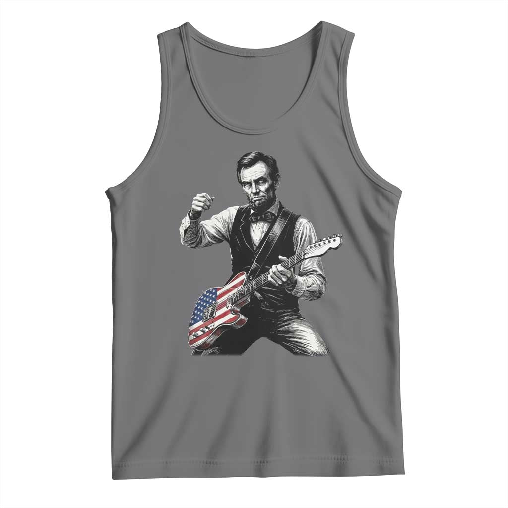Abraham Lincoln Playing Guitar Vintage American Flag Tank Top