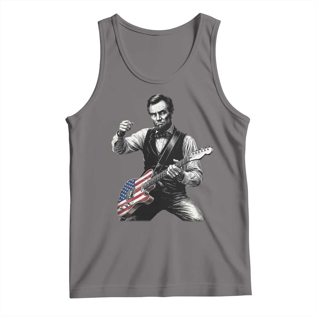 Abraham Lincoln Playing Guitar Vintage American Flag Tank Top