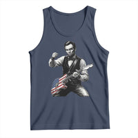 Abraham Lincoln Playing Guitar Vintage American Flag Tank Top