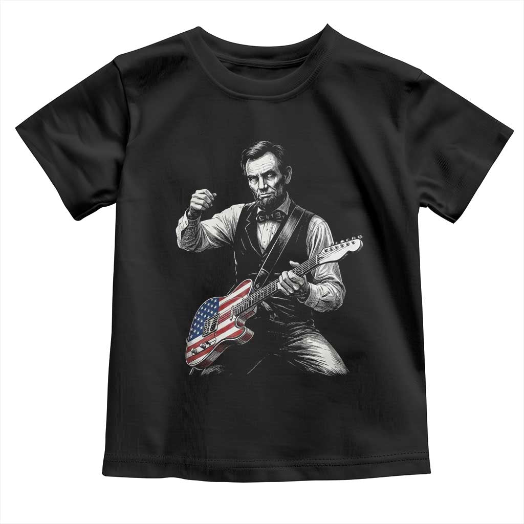 Abraham Lincoln Playing Guitar Vintage American Flag Toddler T Shirt