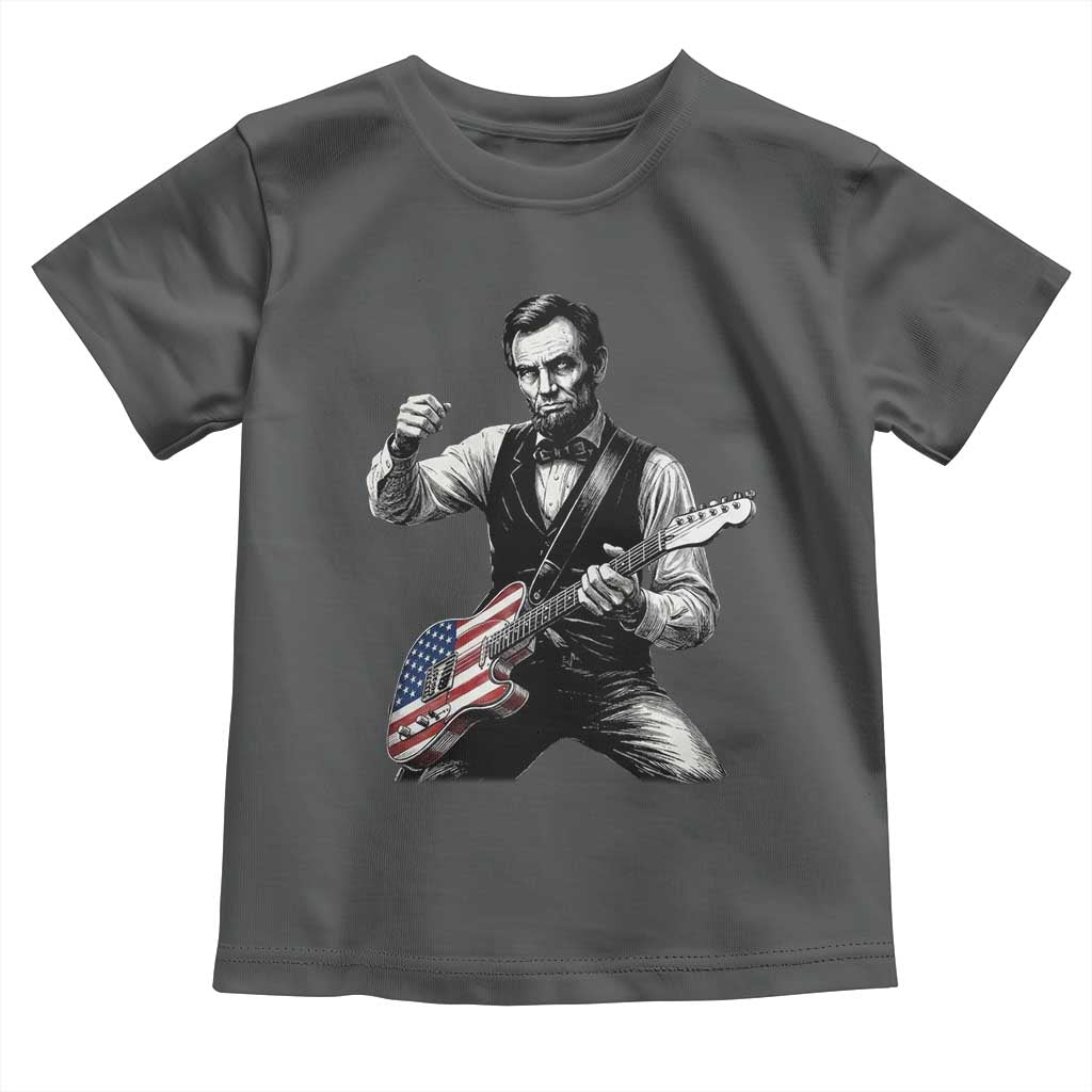 Abraham Lincoln Playing Guitar Vintage American Flag Toddler T Shirt
