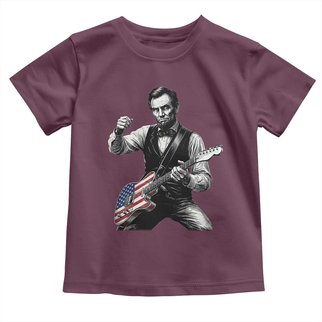 Abraham Lincoln Playing Guitar Vintage American Flag Toddler T Shirt
