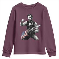 Abraham Lincoln Playing Guitar Vintage American Flag Youth Sweatshirt