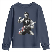 Abraham Lincoln Playing Guitar Vintage American Flag Youth Sweatshirt