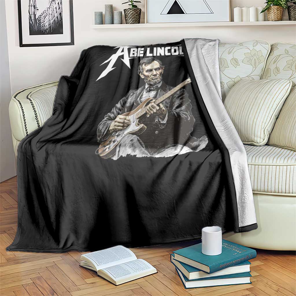 Abe Lincoln Playing Electric Guitar Rocker Throw Blanket