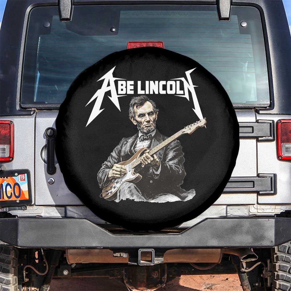 Abe Lincoln Playing Electric Guitar Rocker Spare Tire Cover