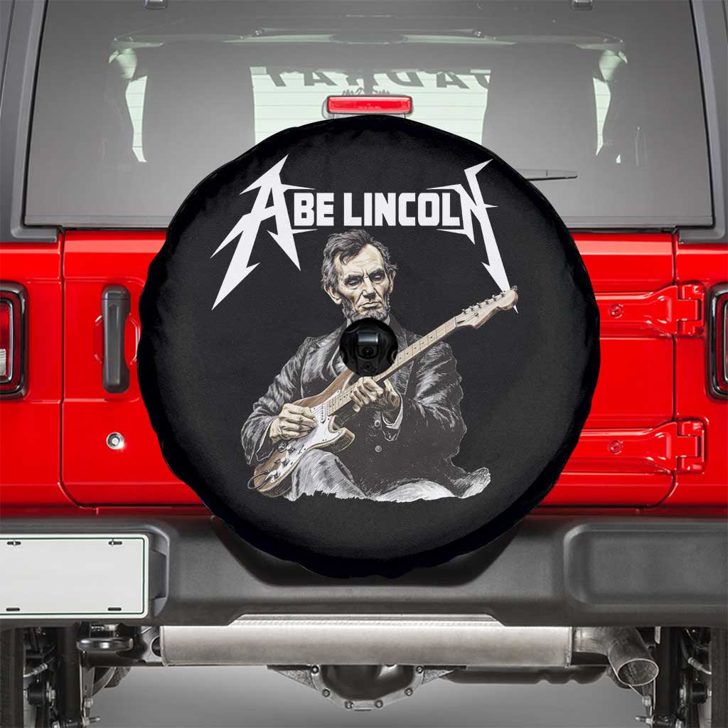 Abe Lincoln Playing Electric Guitar Rocker Spare Tire Cover