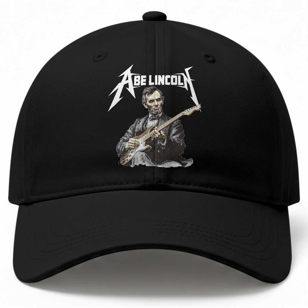 Abe Lincoln Playing Electric Guitar Rocker Baseball Cap