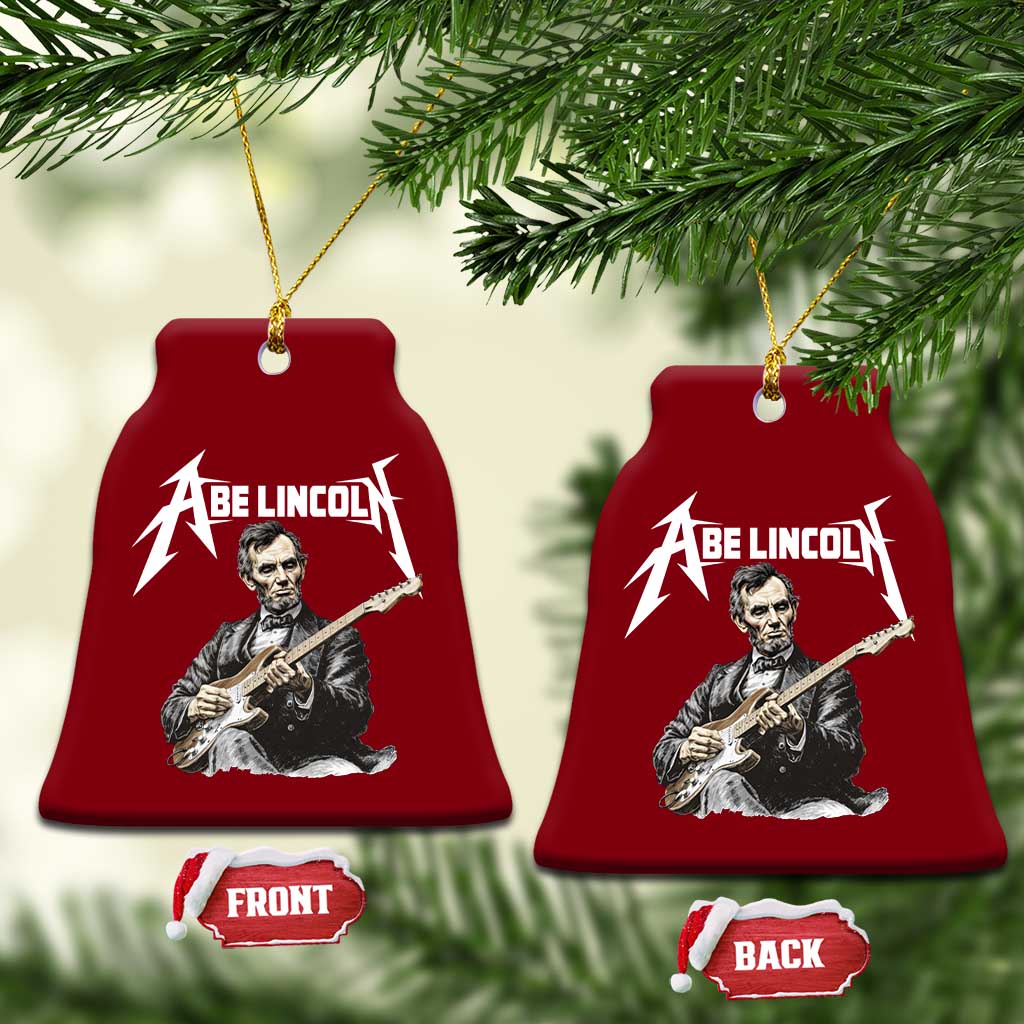 Abe Lincoln Playing Electric Guitar Rocker Ceramic Ornament