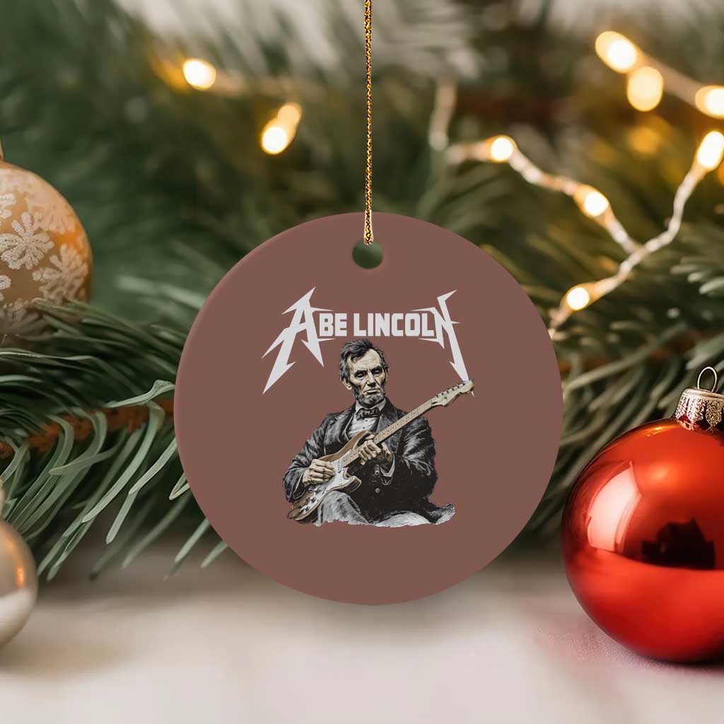 Abe Lincoln Playing Electric Guitar Rocker Ceramic Ornament