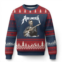 Abe Lincoln Playing Electric Guitar Rocker Ugly Christmas Sweater
