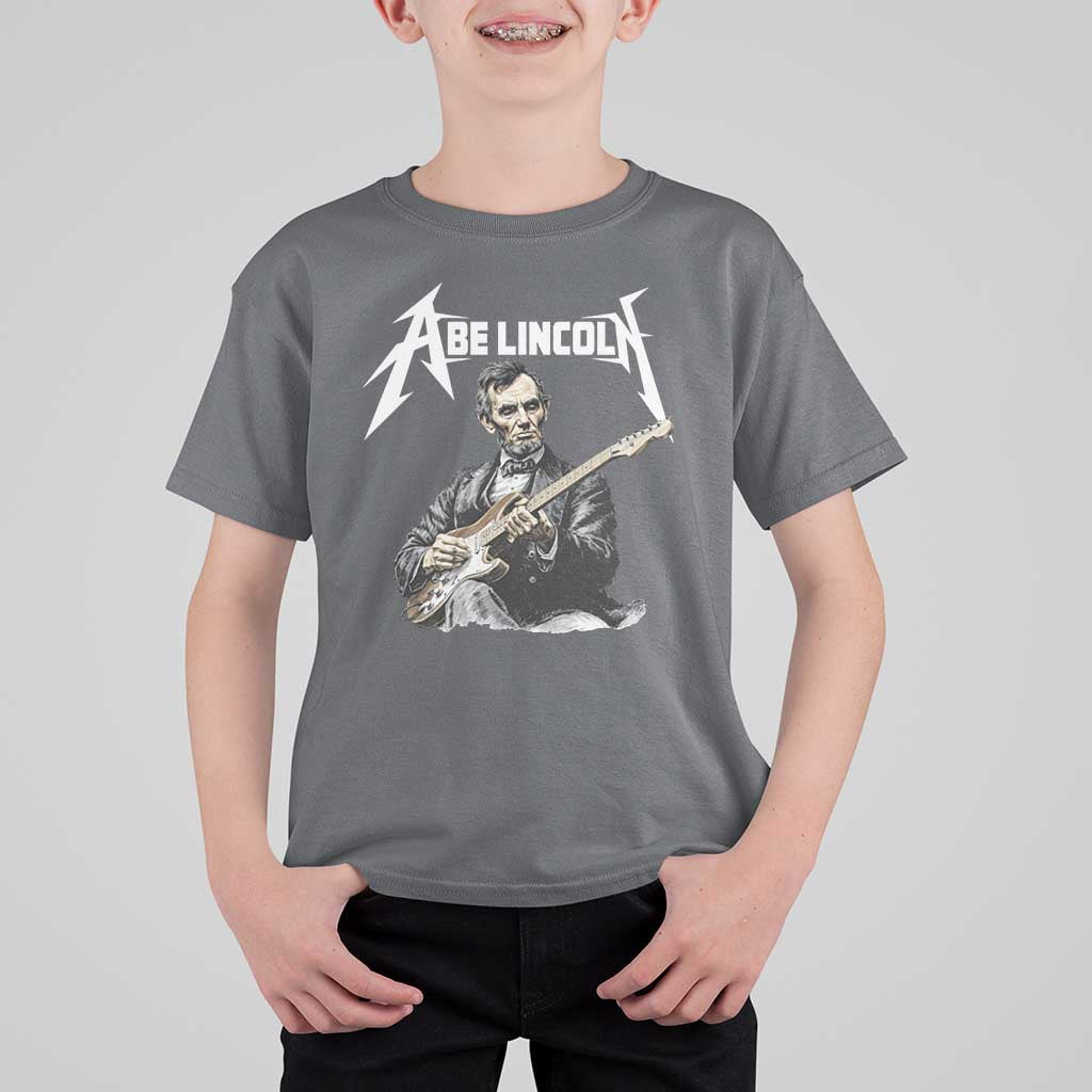 Abe Lincoln Playing Electric Guitar Rocker T Shirt For Kid
