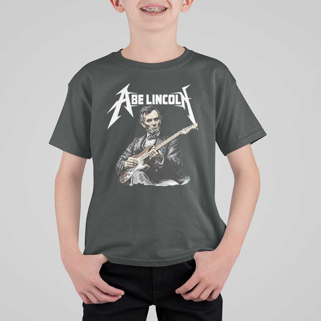 Abe Lincoln Playing Electric Guitar Rocker T Shirt For Kid
