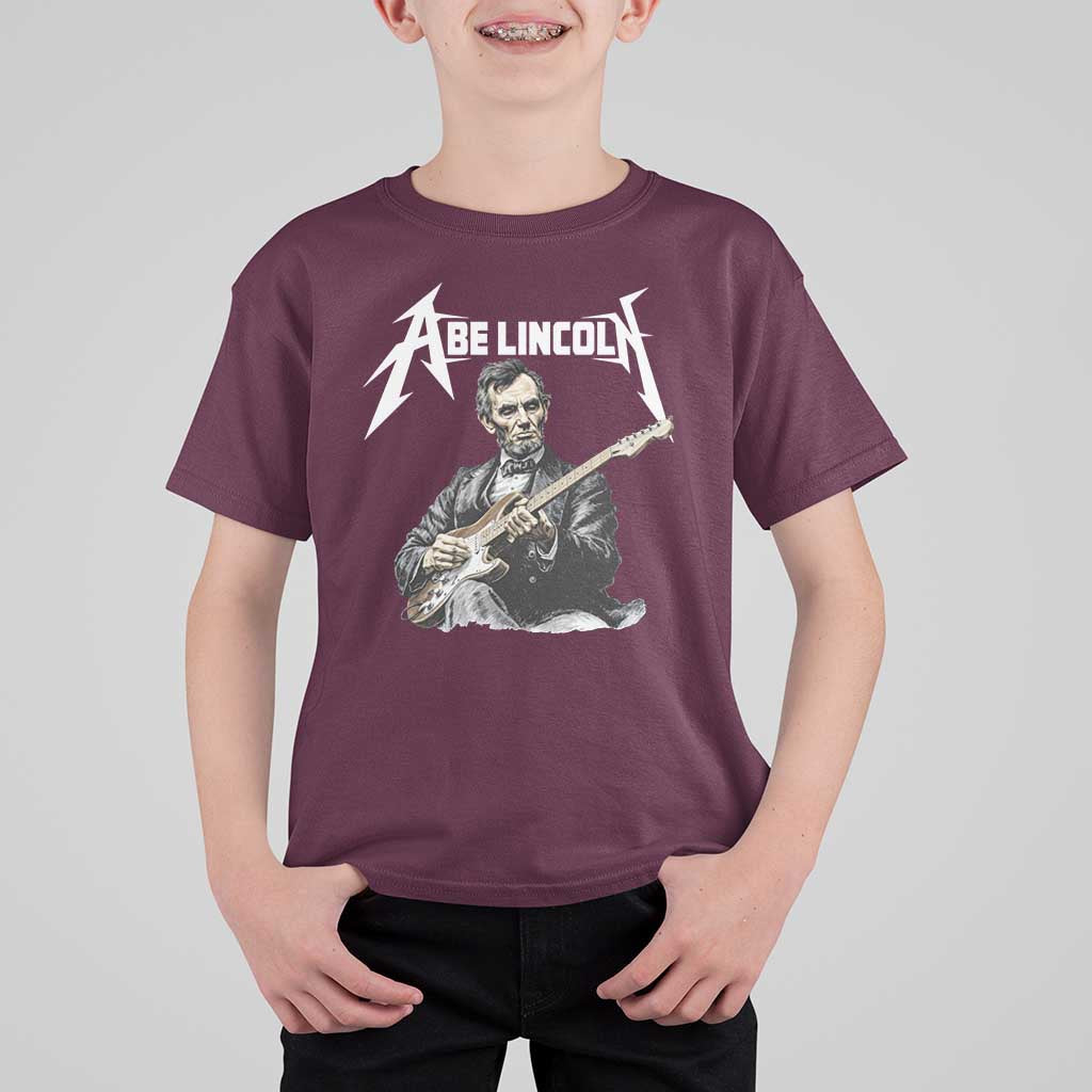 Abe Lincoln Playing Electric Guitar Rocker T Shirt For Kid