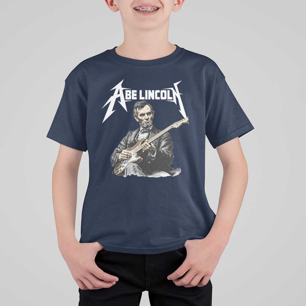Abe Lincoln Playing Electric Guitar Rocker T Shirt For Kid