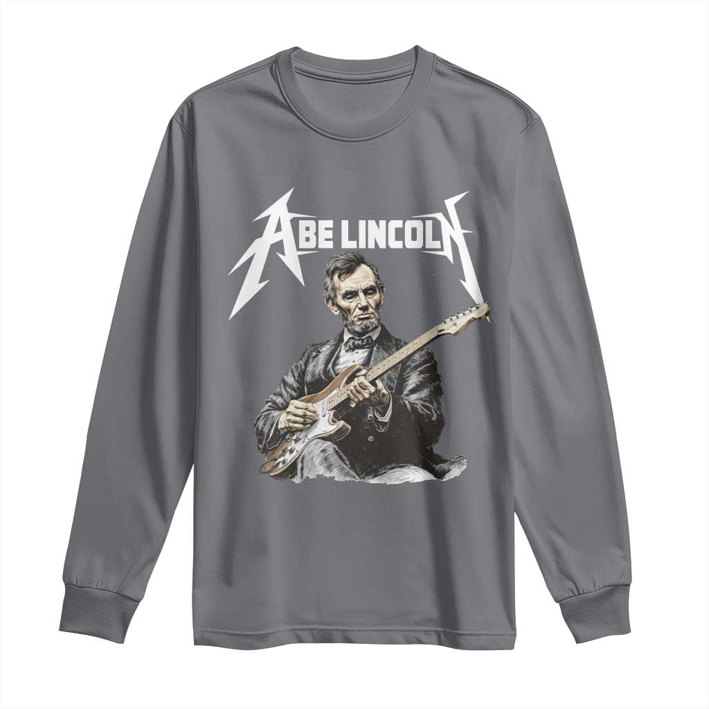 Abe Lincoln Playing Electric Guitar Rocker Long Sleeve Shirt