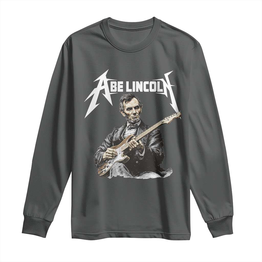 Abe Lincoln Playing Electric Guitar Rocker Long Sleeve Shirt