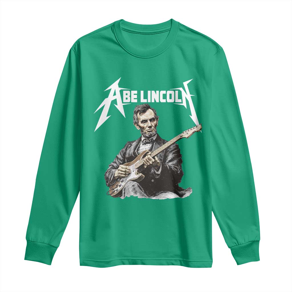 Abe Lincoln Playing Electric Guitar Rocker Long Sleeve Shirt